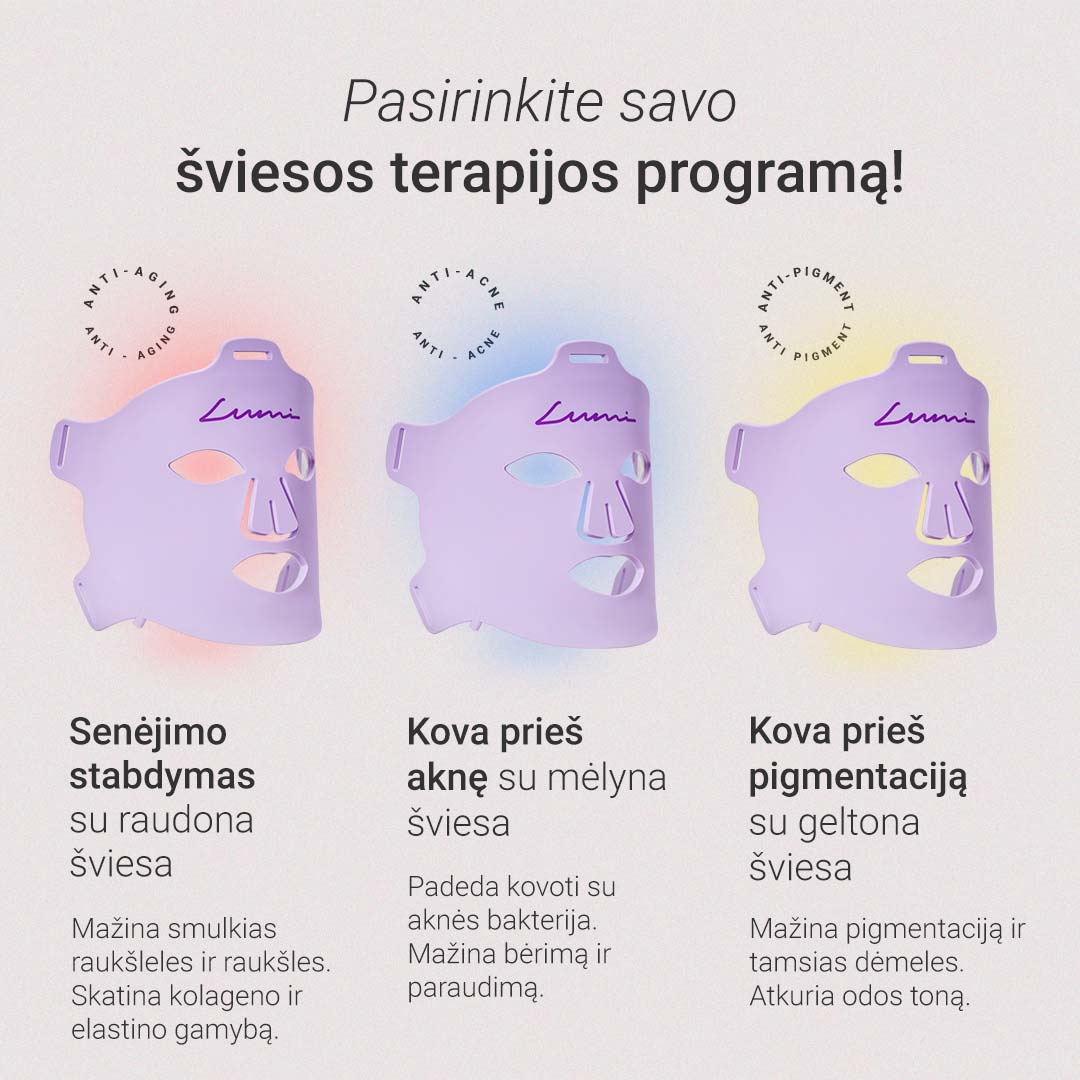 Lumi šviesos terapijos kaukė