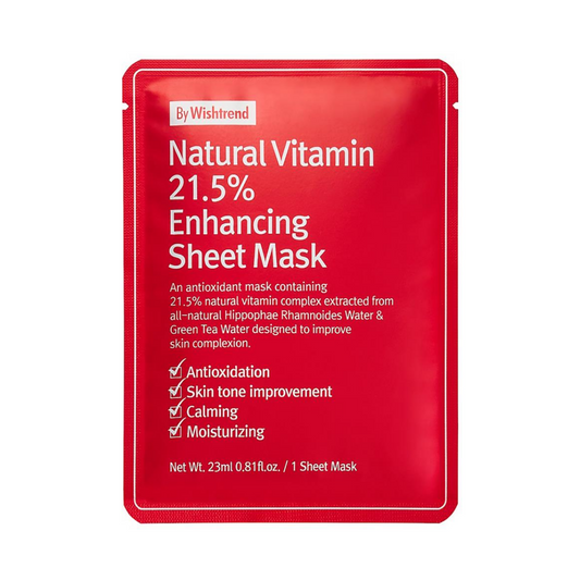 BY WISHTREND Natural Vitamin C21.5% Enhancing Sheet Mask Lakštinė veido kaukė