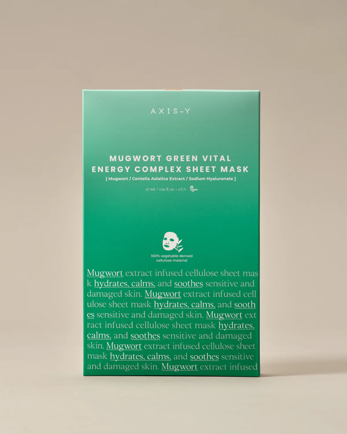Axis-Y 61% Mugwort Green Vital Energy Complex Sheet Mask – Veido kaukė