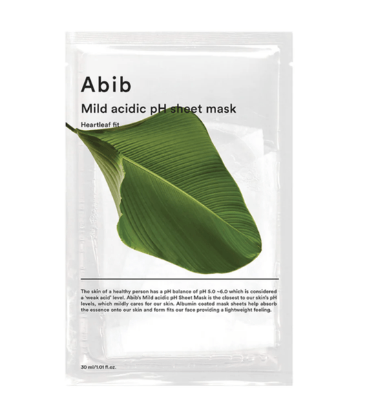 Abib Mild Acidic pH Sheet Mask Heartleaf Fit Lakštinė veido kaukė su širdžialape